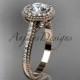 14kt  rose gold diamond floral wedding ring,engagement ring ADLR101