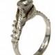 14k white gold Diamond ring, Handmade leaf engagement ring, Alternative diamond ring, nature inspired handmade engagement gold ring