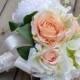White and peach color Wedding Bouque- bridal bouquet - bridesmaids bouquet