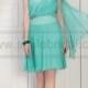 One Shoulder Beaded Knee Length Satin Chiffon light uk senior prom dress - Summer Dresses - Party Dresses