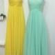 Yellow Mint Prom Dresses A-line Sweetheart Zipper Elegant Ruffles Dress Women Formal Evening Bridesmaid 2015 New