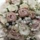 Hannah Bridal Posy - Mauve & Ivory Rose and Baby's Breath Silk Wedding Bridal Bouquet