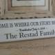Home is where our story begins .....Carved Personalized Family Name Sign  8 x 30
