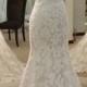 Elegant halter high neck lace mermaid wedding dress