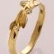 Leaves Diamonds Ring No. 9 - 14K Gold and Diamonds engagement ring, engagement ring, leaf ring, filigree, antique, art nouveau, vintage