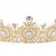 Wedding Bridal Flower Gold Tone Tiara Crown Women Jewelry Swarovski Crystals SHA8641-1