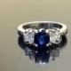 Art Deco Platinum Ceylon Blue Sapphire Diamond Engagement Ring - Platinum Sapphire Diamond Wedding Ring - Blue Sapphire Ring - Platinum Ring