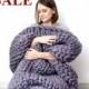 Chunky knit Blanket. Knitted blanket. Merino Wool Blanket. Bulky Blanket. Extreme Knitting, grey blanket. 18 MICRON MERINO