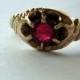 Antique 1800s Ring Victorian Gold & Spinel Engraved 1894 Sentimental Charming - Size 6