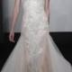 Mark Zunino for Kleinfeld - 2013 - Style MZBF65 Strapless Blush and Ivory Sheath Wedding Dress with Lace Details - Stunning Cheap Wedding Dresses