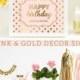 Pink And Gold Sign - Happy Birthday Sign - Pink And Gold Birthday Decor Ideas - Pink Birthday Party (EB3058FY) - Printed SIGN ONLY