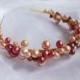 Rose pearl tiara Peach shades tiara Bridal wreath Pagan handfasting Wedding hairpiece UK seller