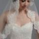 Mantilla bridal wedding veil 45x36 elbow white alencon lace