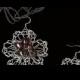 Earrings Natural Stone Garnet Jewelry Knitted Flower Lace Wire Silver Tone Metal Art Bijouterie
