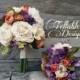 Fall wedding bouquet peach, plum, lavender, ivory
