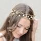 Boho, Princess Viking Crown, bridal pearl crown,bridal tiara, bridal halo, bridal headpiece,rustic, woodland, wedding pearl headband