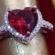Sterling Silver Ring.925 Stamped.Red Garnet Ring.Heart Shape Ring.Diamond Ring.Engagement Ring.Solitarie Ring.Wedding Ring.Handmade RingR301