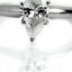 Vintage Pear Shape Engagement Ring GIA .88ctw Vintage Pear Cut Diamond Engagement Wedding Solitaire Ring Size 5!
