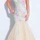 Scoop Tulle Ruched Appliques Open Back Floor Length Mermaid