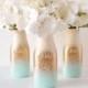 Aqua And Gold Baby Shower Centerpiece Boy Blue Party Decor Ombre Painted Milk Bottles Rustic