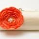 Orange & Vanilla Cream Bridal Clutch - Bridesmaid Clutch - Kisslock Snap Bouquet Clutch - Orange Flowers ~ Ivory Pearls