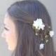 ivory flowers and green berries hair clip wedding hair accessories bridal hair accessory bridal headpiece flower hair clip hair barrette