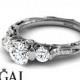 Unique Engagement Ring Diamond ring 14K White Gold Art Deco Victorian Ring Edwardian Ring White diamond - Elizabeth Engagement Ring