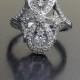 14K White Gold Art Deco Diamond Engagement Ring - Art Deco 14K Gold Diamond Wedding Ring - 14K Pave Diamond Ring - Diamond Art Deco Ring