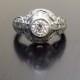 Art Deco Platinum Diamond Engagement Ring - Platinum Diamond Wedding Ring - Hand Engraved Platinum Ring - Platinum Art Deco Diamond Ring