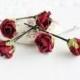    , Deep Red Bridal Pins, Marsala Wedding Pins, Flower Hair Pins, Wedding Bobby Pins, Rose Hair Pins, Bridal Bobby Pins