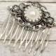 Bridal Hair Comb, Wedding Hair Accessories, silver white, vintage hair comb, clear crystals, bridesmaid gift, hair accessories for her