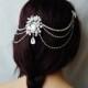 Rhinestone Headband, Bridal Rhinestone Backside Heapiece, Silver or Gold Wedding Hair Accessory