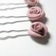 Hair flower-Pink Floral Pin - Rose Wedding- Flower head pieces, bobby's, bridesmaids or flower girl accessory Set of 4