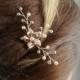 Flower hair comb, Bridesmaid accessories, Champagne ivory pearls, Gold wire, Wedding hair piece, Flower Girl, Small Hair fascinator