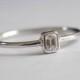 0.08 Ct Emerald Cut Solitaire Diamond Engagement Ring. Bezel set Diamond 14K Solid Gold. Dainty Stacker Wedding Promise Anniversary