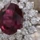 Estate 6.30ct Natural Red Tourmaline And Diamond Ring In14k White Gold
