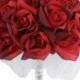 Red Silk Rose Hand Tie (36 Roses) - Silk Bridal Wedding Bouquet