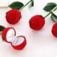 Elegant Red Rose Flower Ring Box Case