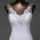 Beautiful Lace Flowers V-Neck Mermaid Wedding Dress