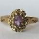 Vintage Amethyst Ring with Diamond Accents in 9k Gold. Unique Engagement Ring. Estate Jewelry. February Birthstone. 6th Anniversary Stone.