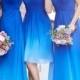 Ombre Bridesmaid Dress Different A Line Royal Blue Ombre Short Long Bridesmaid Dresses For Summer Beach Weddings From Dresscomeon