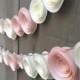 Paper Flower Garland Pink & Cream White For Wedding, Reception, Bridal Shower, Baby Shower - Peach Pink Ivory White Paper Flower Streamer