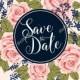 Save the date card with roses