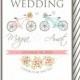 Vintage wedding invitation with tandem bicycle and place for text