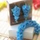 Polymer clay jewelry set Dangle earrings bracelet Blue flower earrings bracelet Floral jewelry Flower jewelry Summer gift Ocean sea jewelry