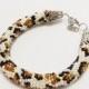 SALE Leopard bracelet Beige leopard print spotted bead crochet rope jewelry tiger gift for her animal bracelet crochet bracelet beawork skin