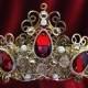 Red Rhinestone Bridal Crown Tiara with Swarovski Crystals Pearls for Bride, Bridesmaid, renaissance crown, Wedding Party Baroque Runway