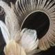 Bridal Peacock Fascinator - FAIRE CONTESSA - Bleached Beige Champagne Peacock Feather Fascinator