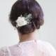 Wedding hair clip, Ivory flower clip, Bridal headpiece, Ivory wedding hair accessories, Floral hair clip, Rose hair clip - CLAIRE