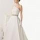 Simple A-line One Shoulder  Beading Sweep/Brush Train Satin Wedding Dresses - Elegant Evening Dresses
